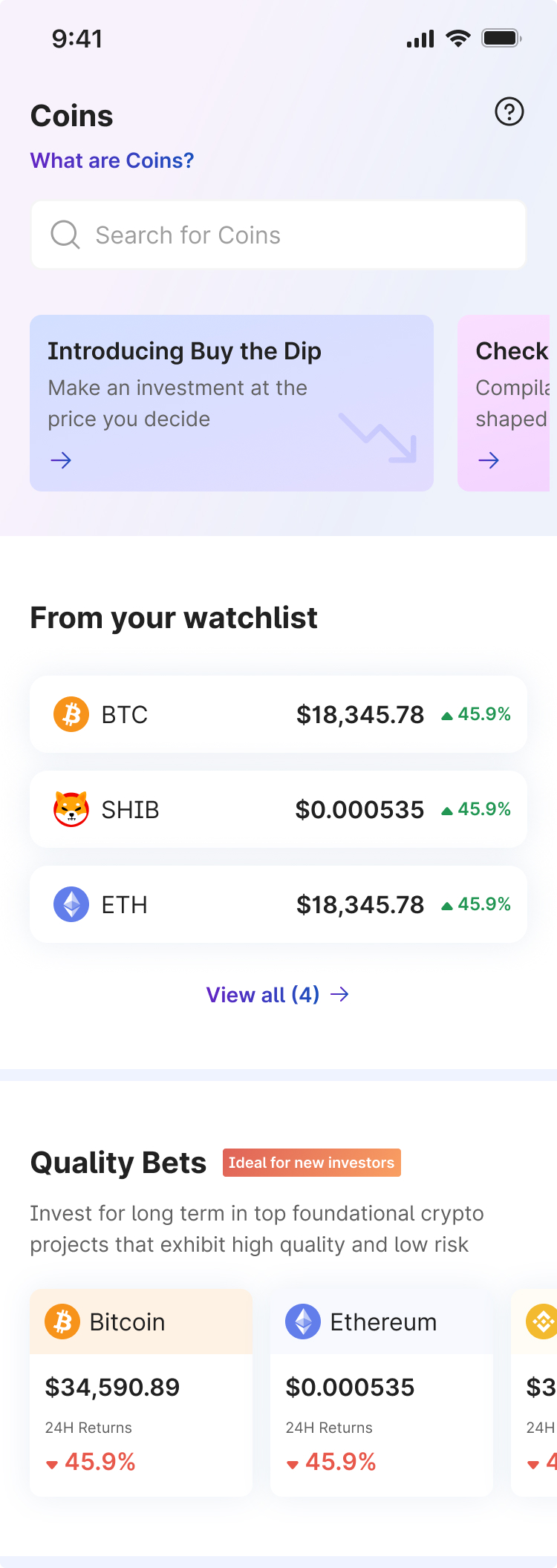 Home screen with BTD entry point