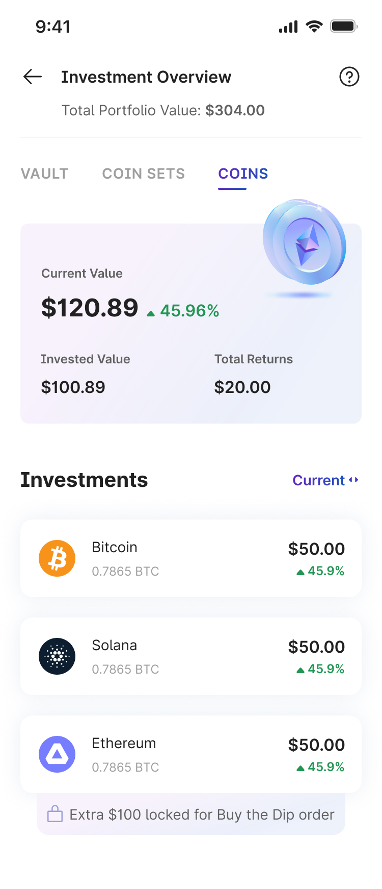 Portfolio with BTD order visible