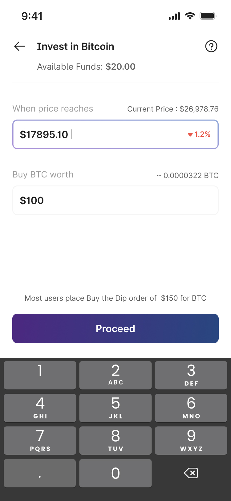 Price input and order entry