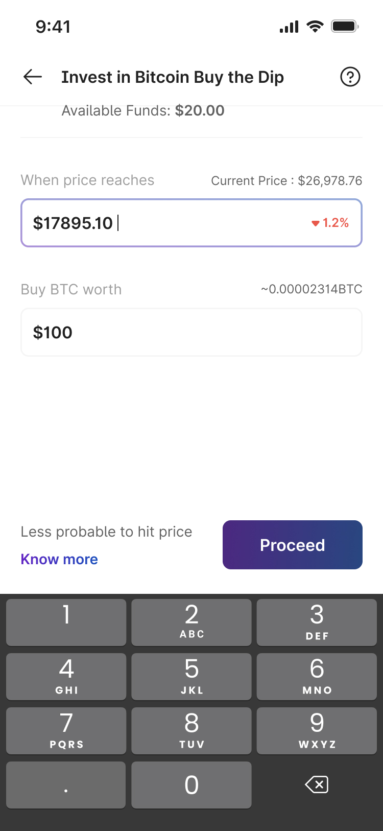 Probability signal on trigger price