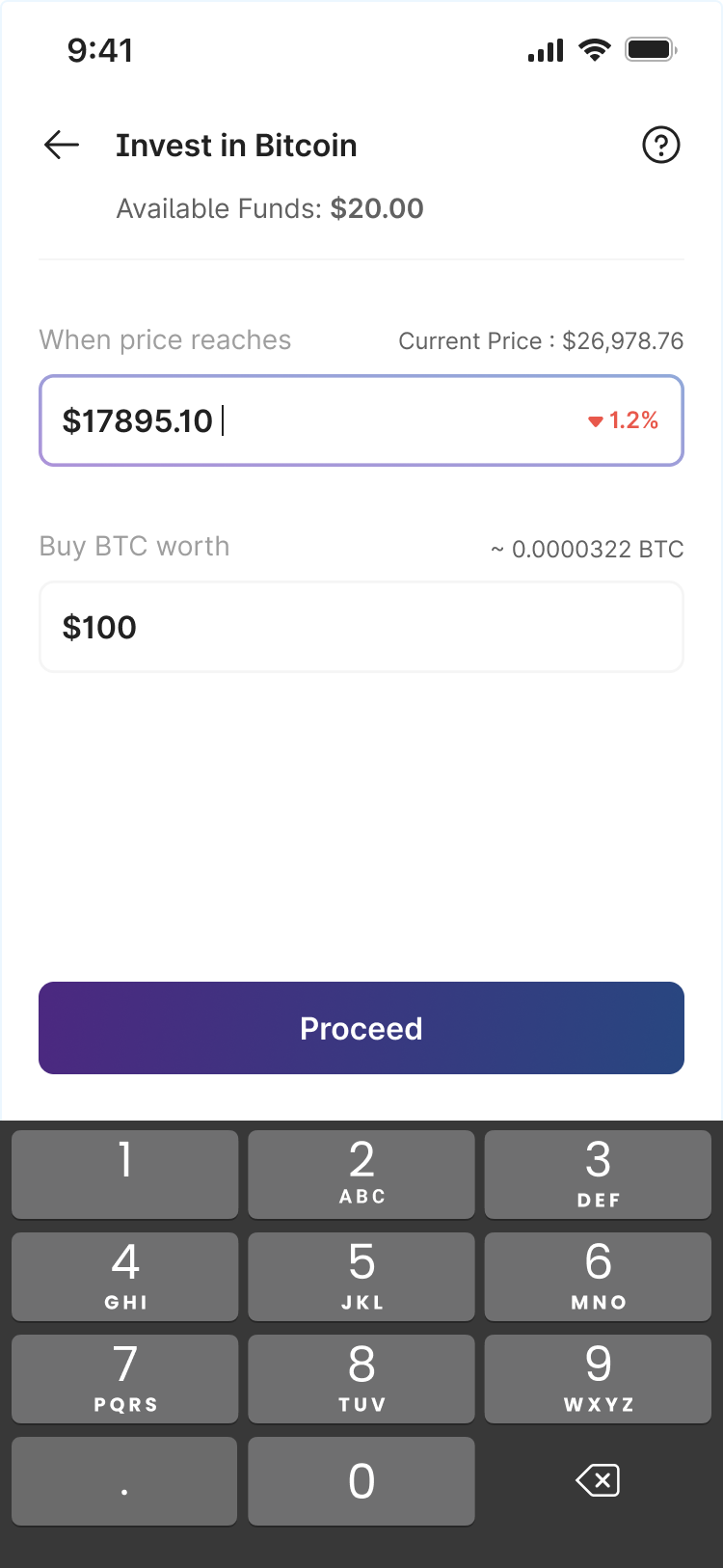 BTD mobile screen - left