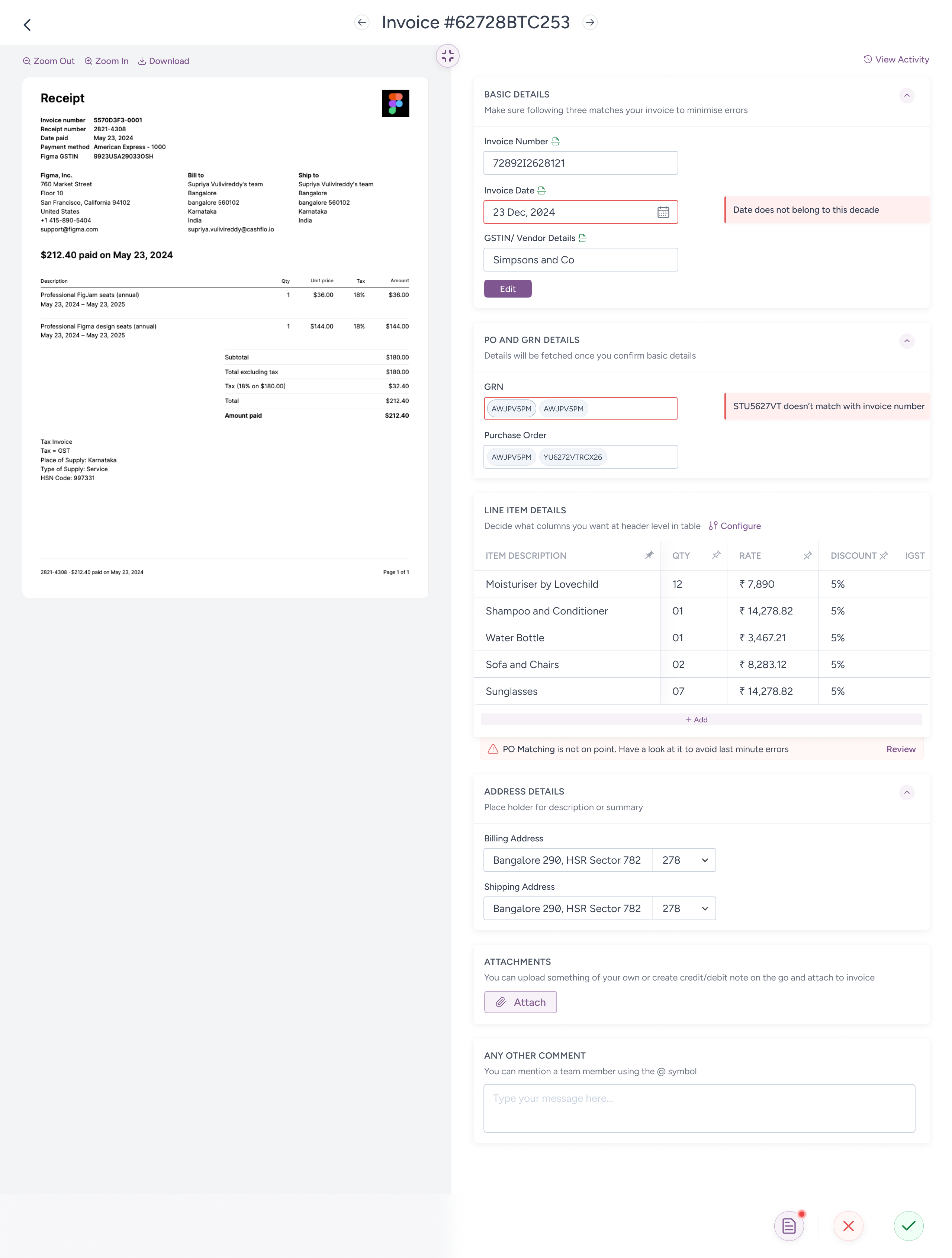 Approver view — full listing